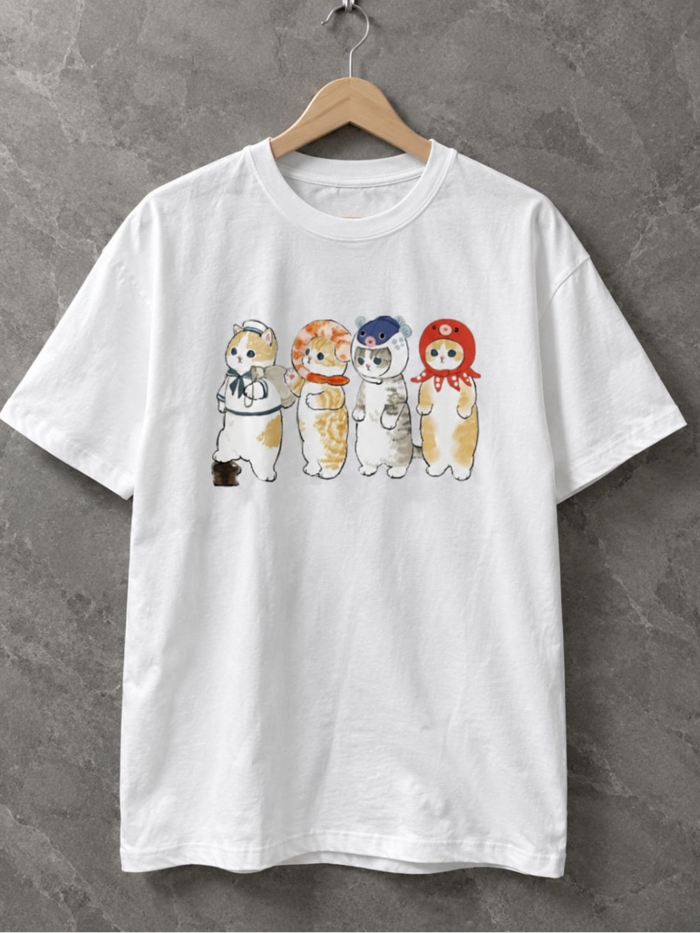 Four Cute Cats Gildan White Tee with Graphic